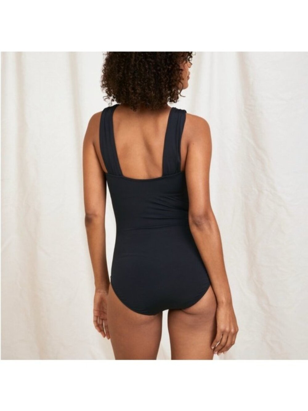Garnet Hill Slate Navy Blue Wrapped Ruched Front One Piece Swim Bathing Suit 16 - Picture 9 of 10